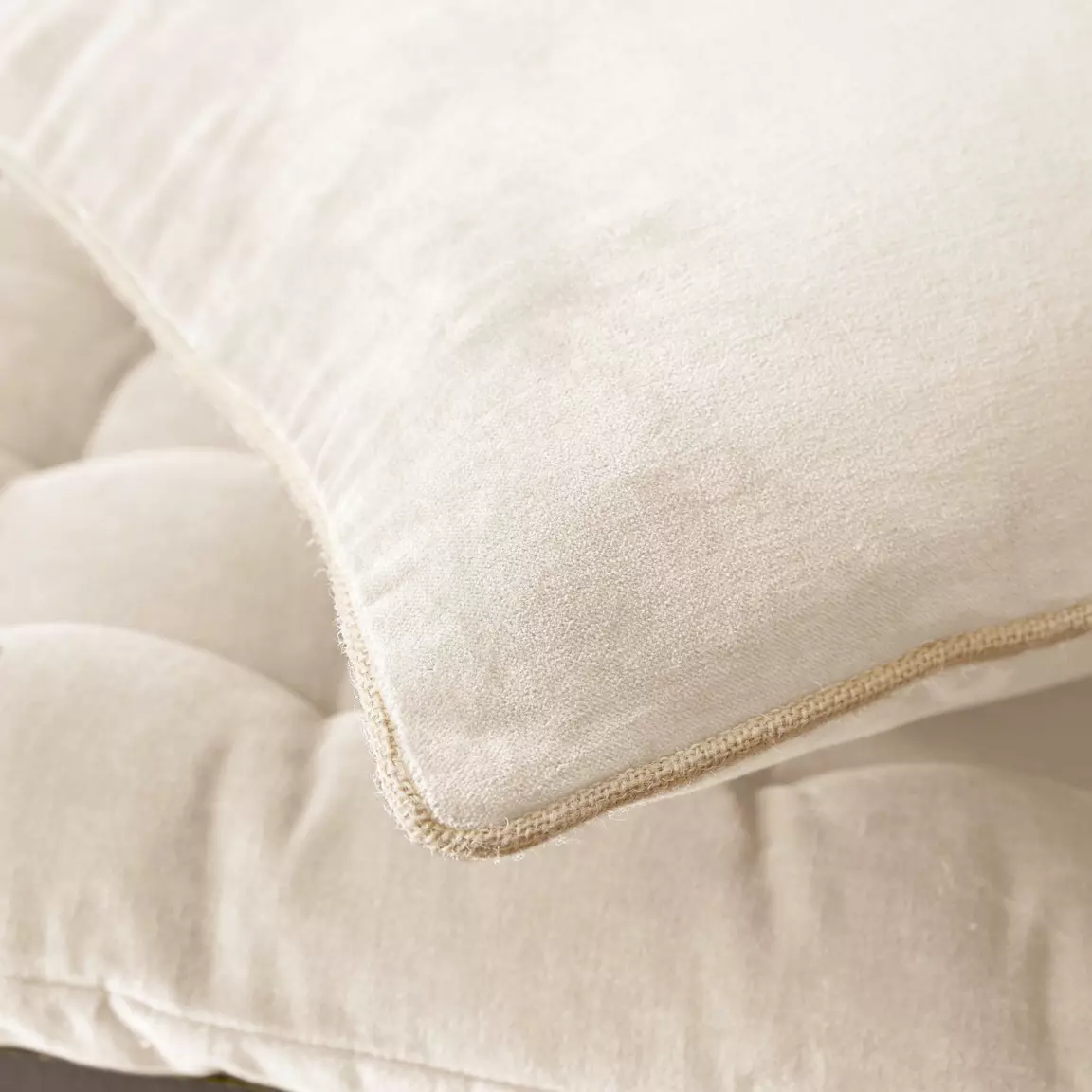 Coussin carré velours de coton (45 x 45 cm) César Beige pampa