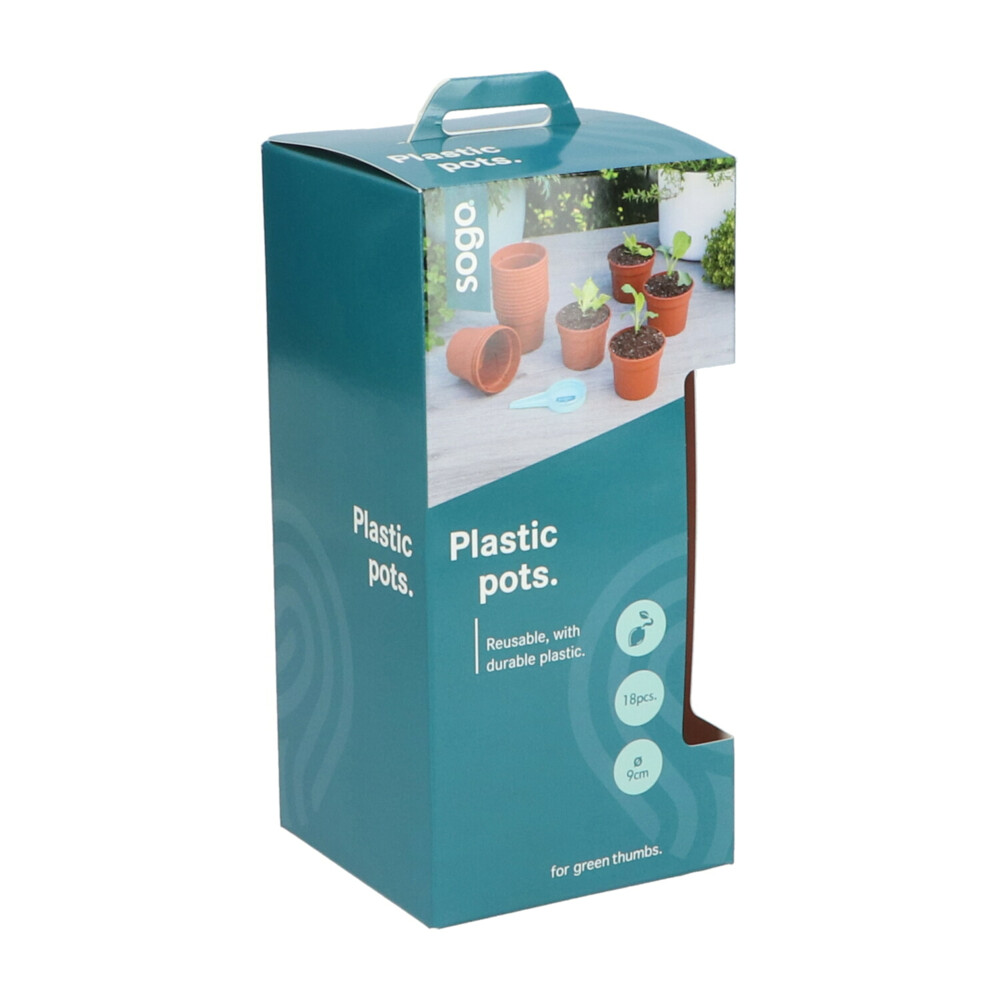 SOGO Plastic Potje Terra Kleur 9 cm18 stuks