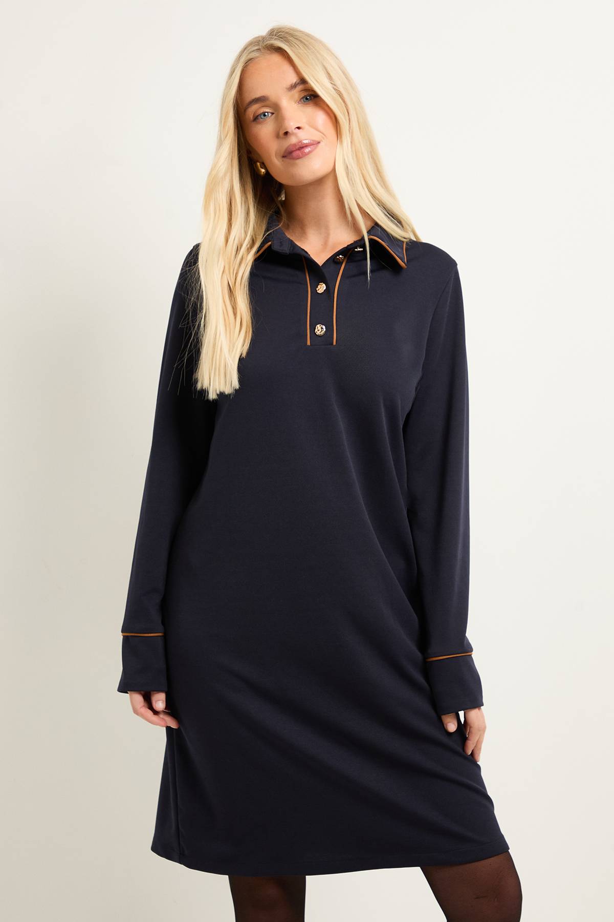 Wallis Robe Droite À Boutons En Ponte Petite Taille
