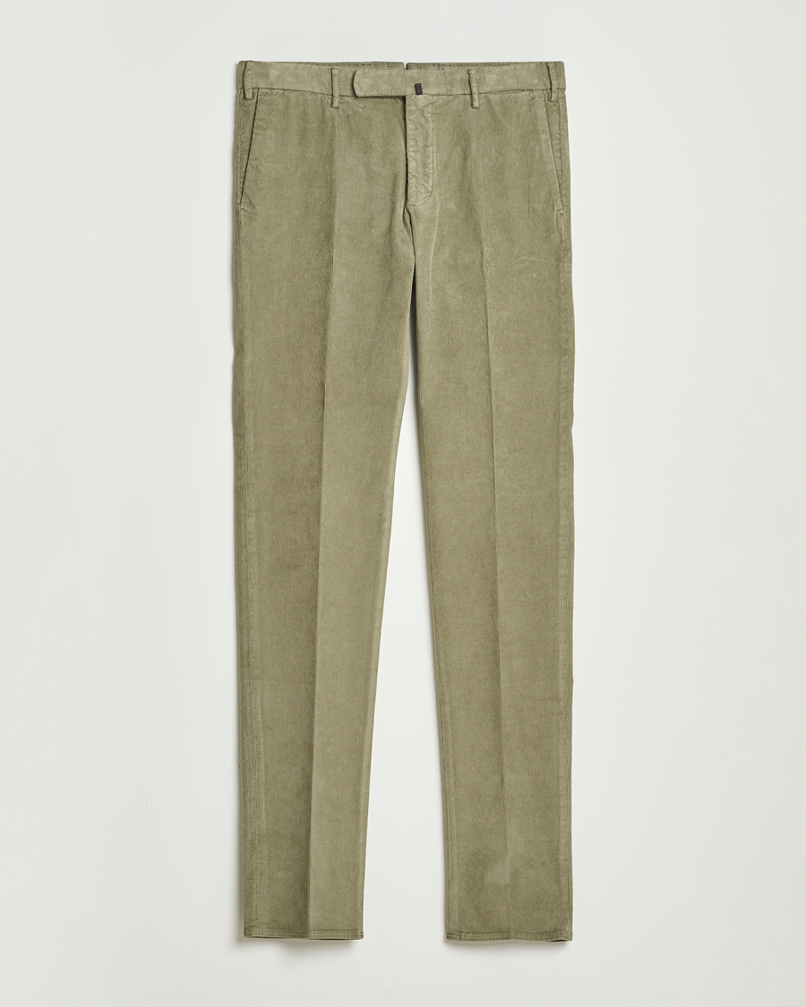 Incotex Slim Fit Baby Corduroy Trousers Sage