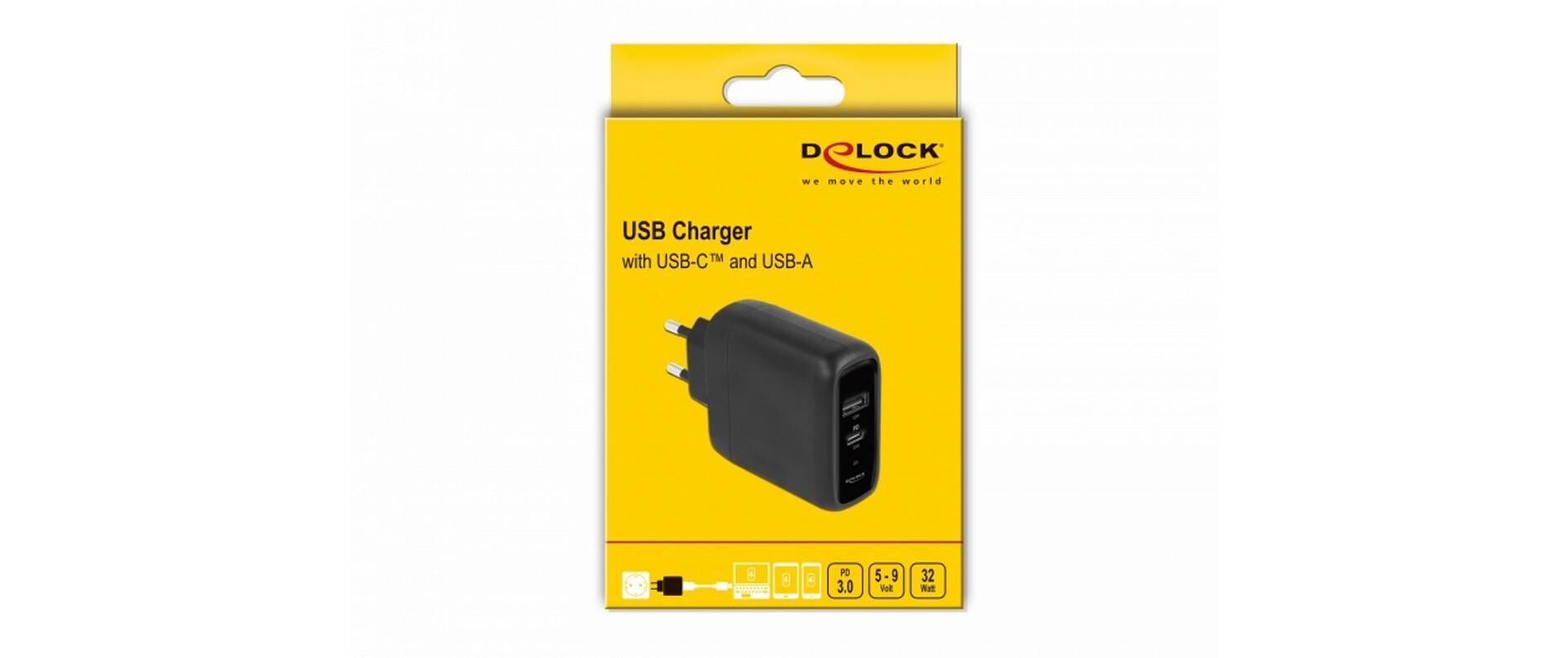 USB-Wandladegerät Typ-A und Typ-C 20 W + 12 WUSB Ladegerät mit zwei USB Anschlüssen