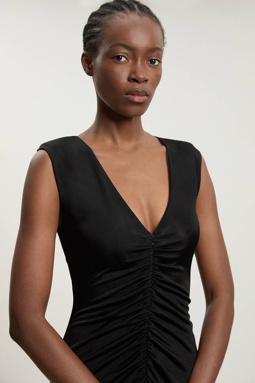 KarenMillen Robe En Crêpe De Viscose À Encolure Plongeante Et Fronces Sur Le Devant