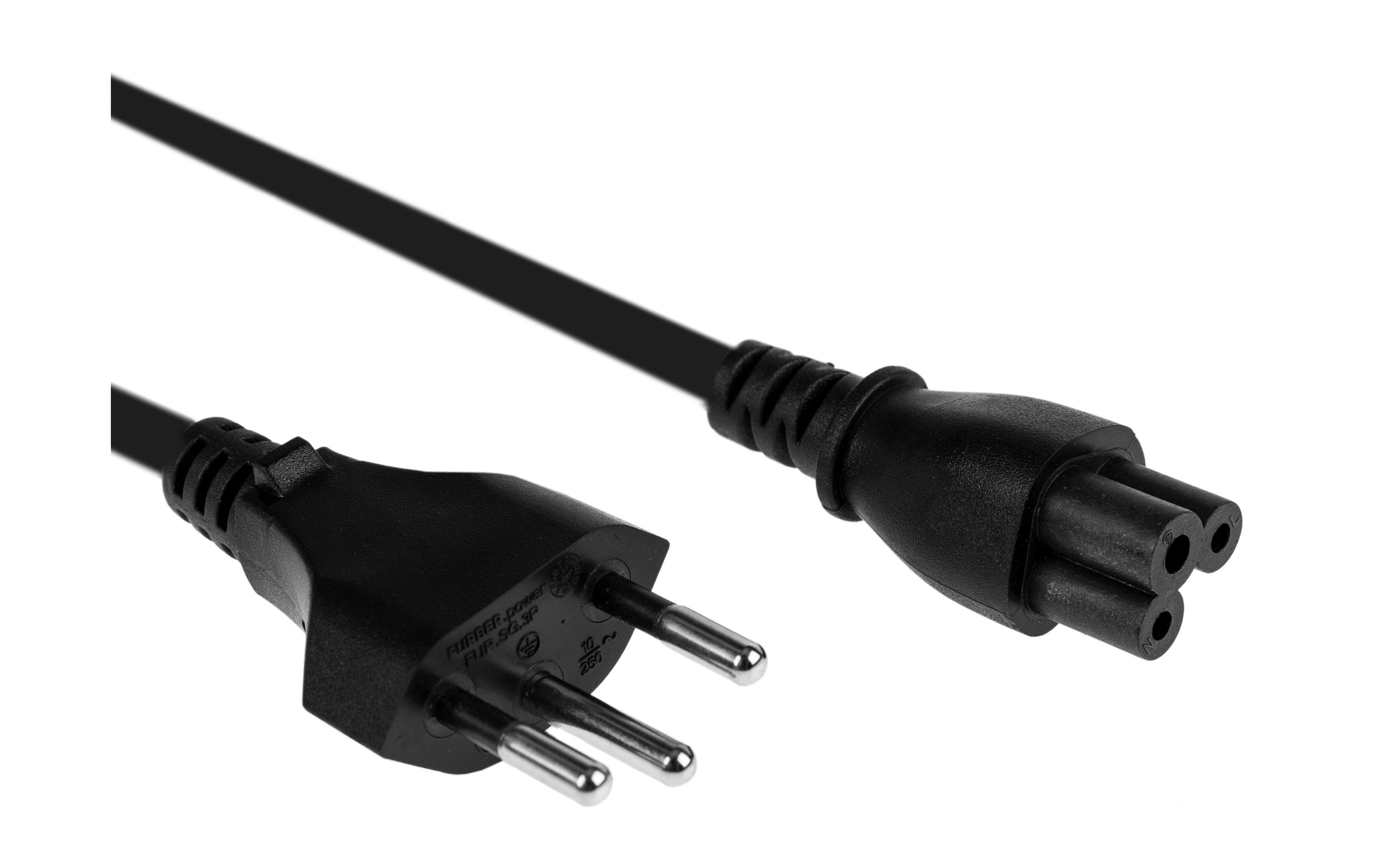 Netzkabel C5-T12 3.0 m SchwarzStromkabel mit Mickey-Mouse-Stecker, H05VV-F 3G0.75
