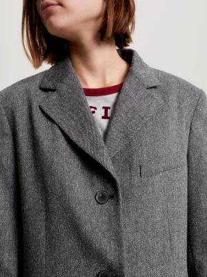 Blazer Neppy Relaxed Fit de Abotoamento Simples