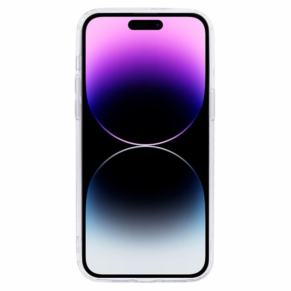 iPhone 14 Pro Max MagSafe Hülle mit Acryl Rückseite und Farbverlauf im Glitzer Design - Lila