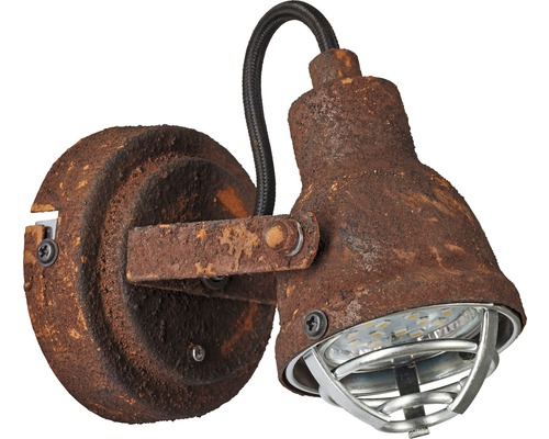Wandspot, 1-lichts, H 13,5 cm, roestkleurig/zwart