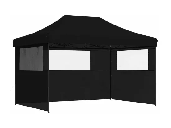 Tente de réception pliable escamotable 3 parois latérales noir