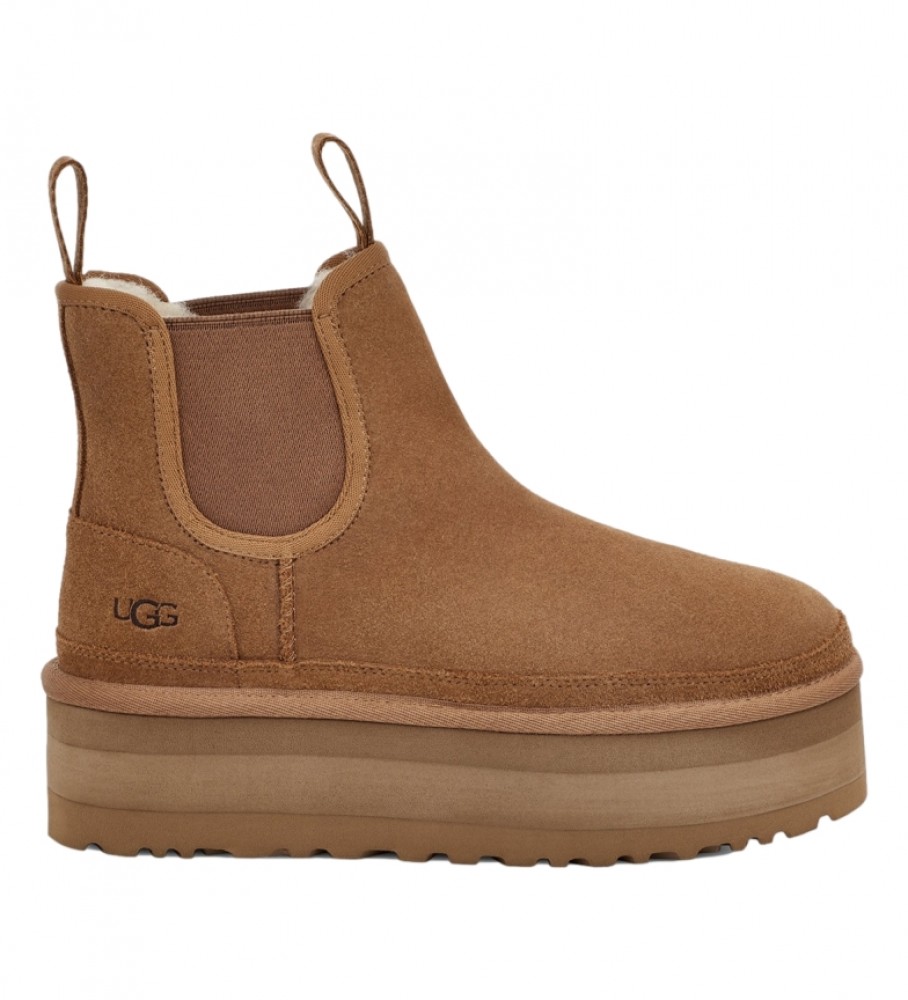 Botas Chelsea UGG W Neumel Platform em couro marrom - altura da plataforma: 5 cm