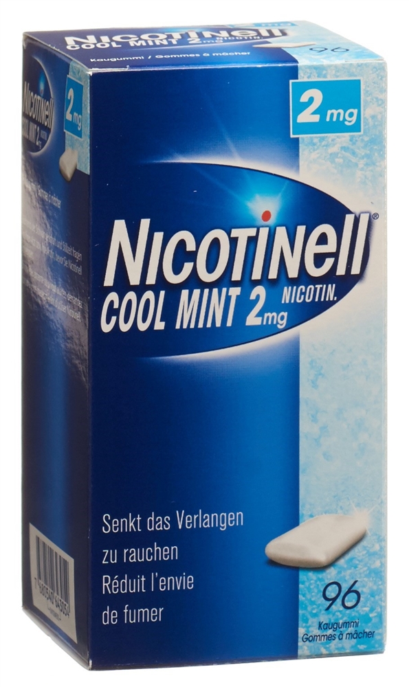 NICOTINELL Gum 2 mg<br>96 Stück, Blister, Wirkstoffhaltiger Kaugummi, cool mint