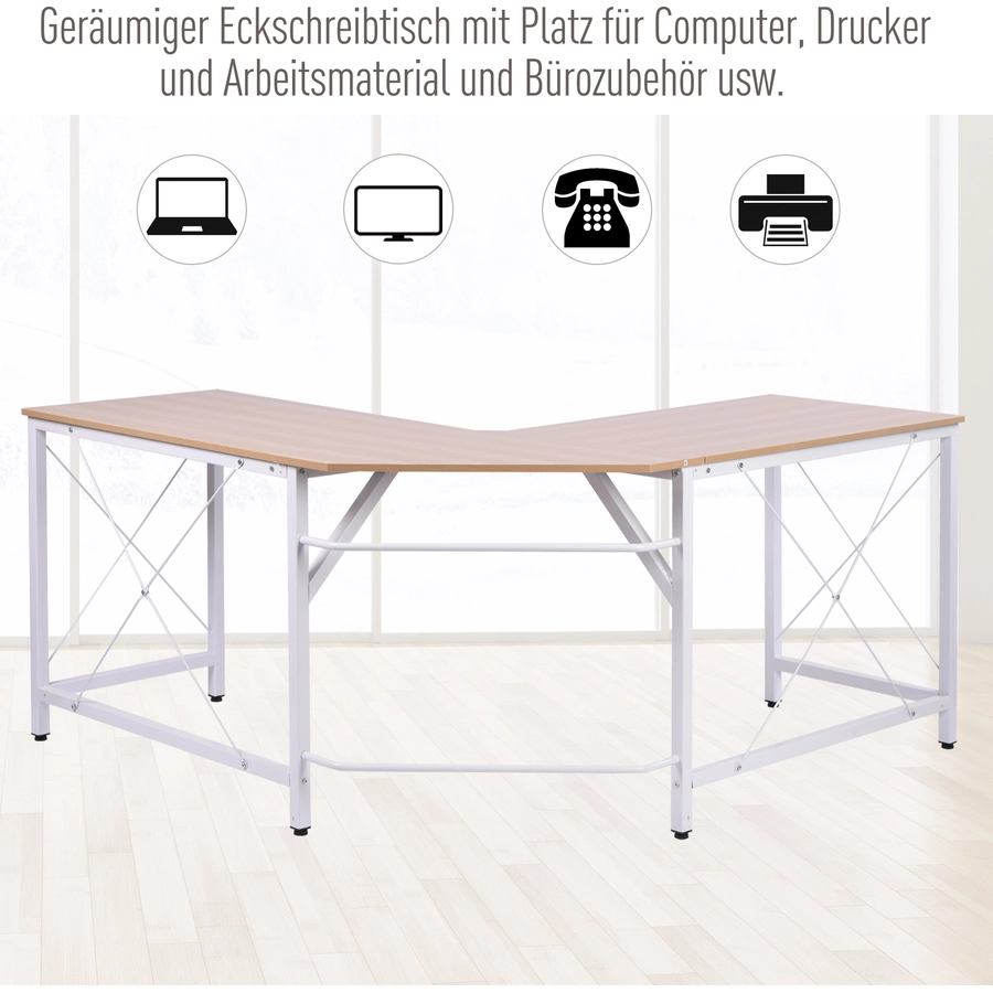 HOMCOM Winkelschreibtisch natur