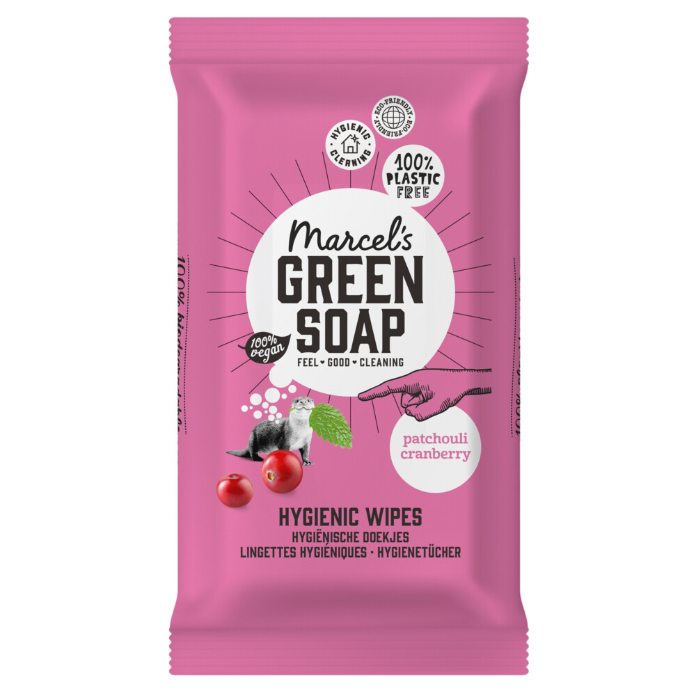 6x Marcel's Green Soap Schoonmaakdoekjes Patchouli & Cranberry60 stuks