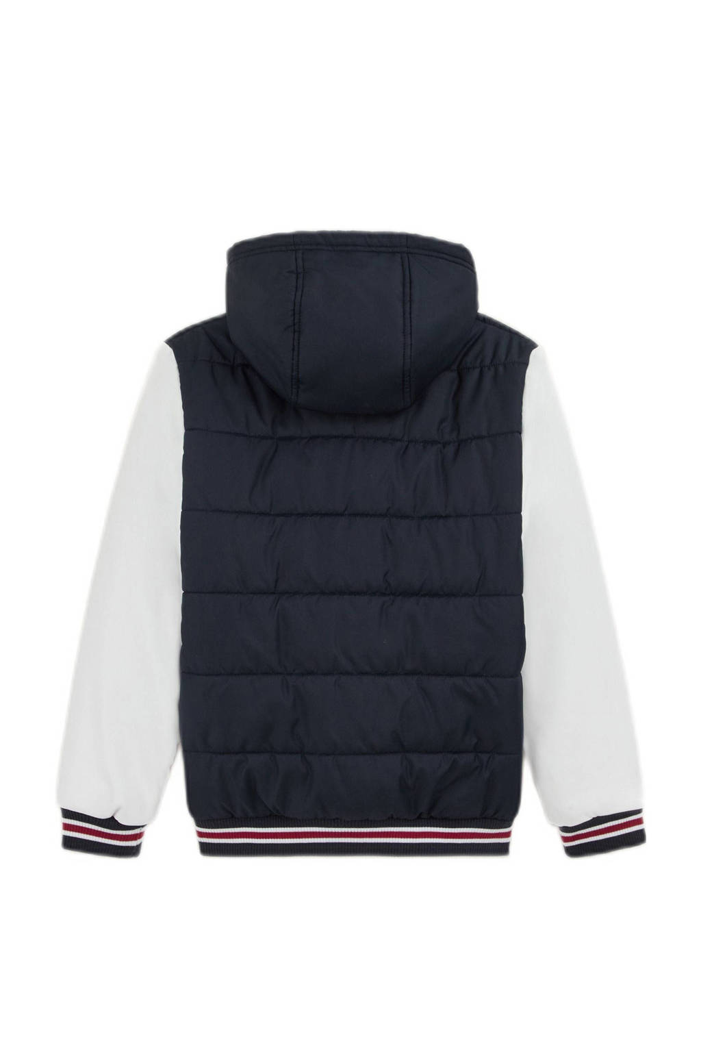 WE Fashion baseball jacket donkerblauw/wit/donkerrood