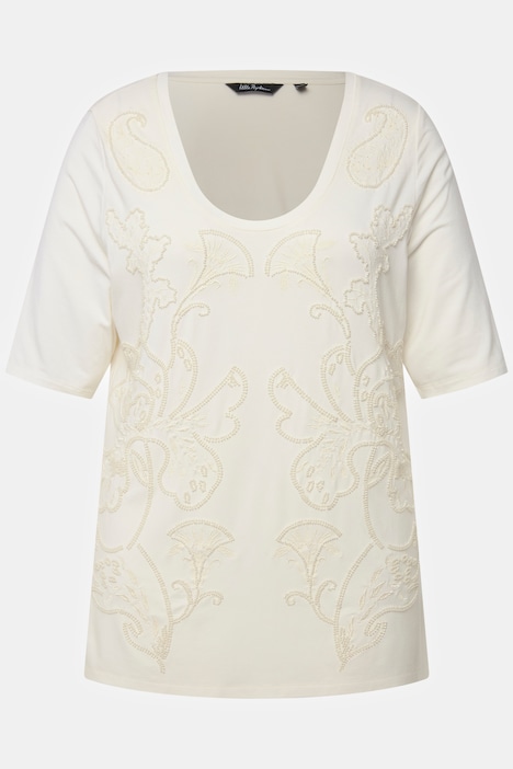 T-Shirt, Perlenstickerei, Rundhals, Halbarm