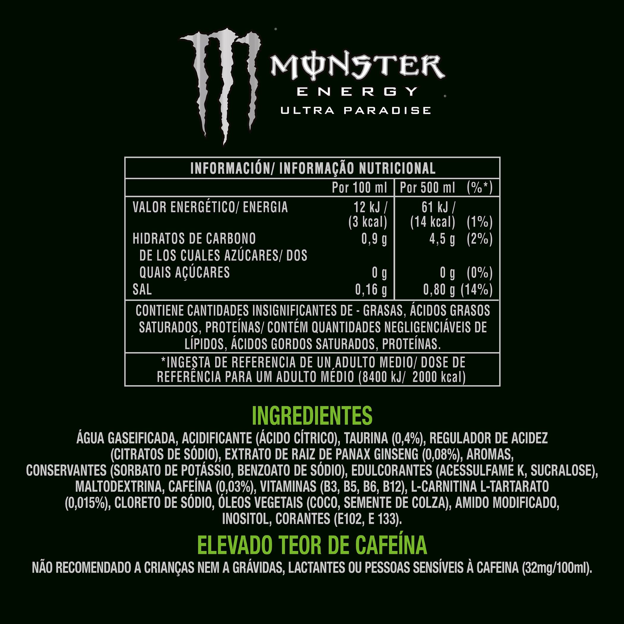 BEBIDA MONSTER ENERGÉTICA ULTRA PARADISE 0.50L