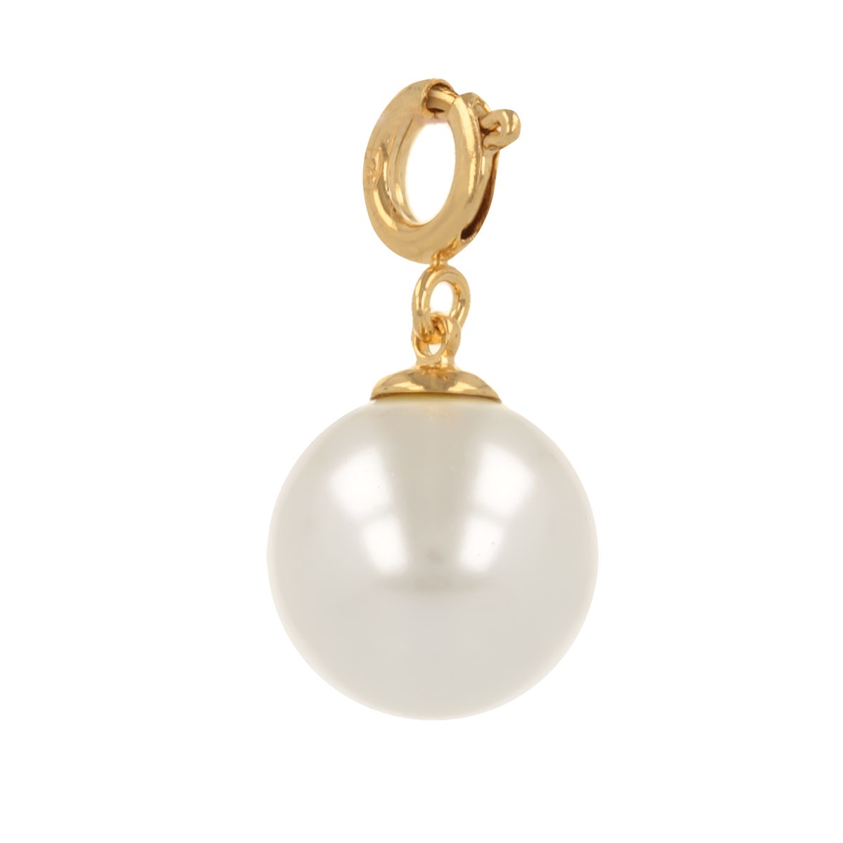 Pendentif plaqué or perle d'imitation blanche 12MM