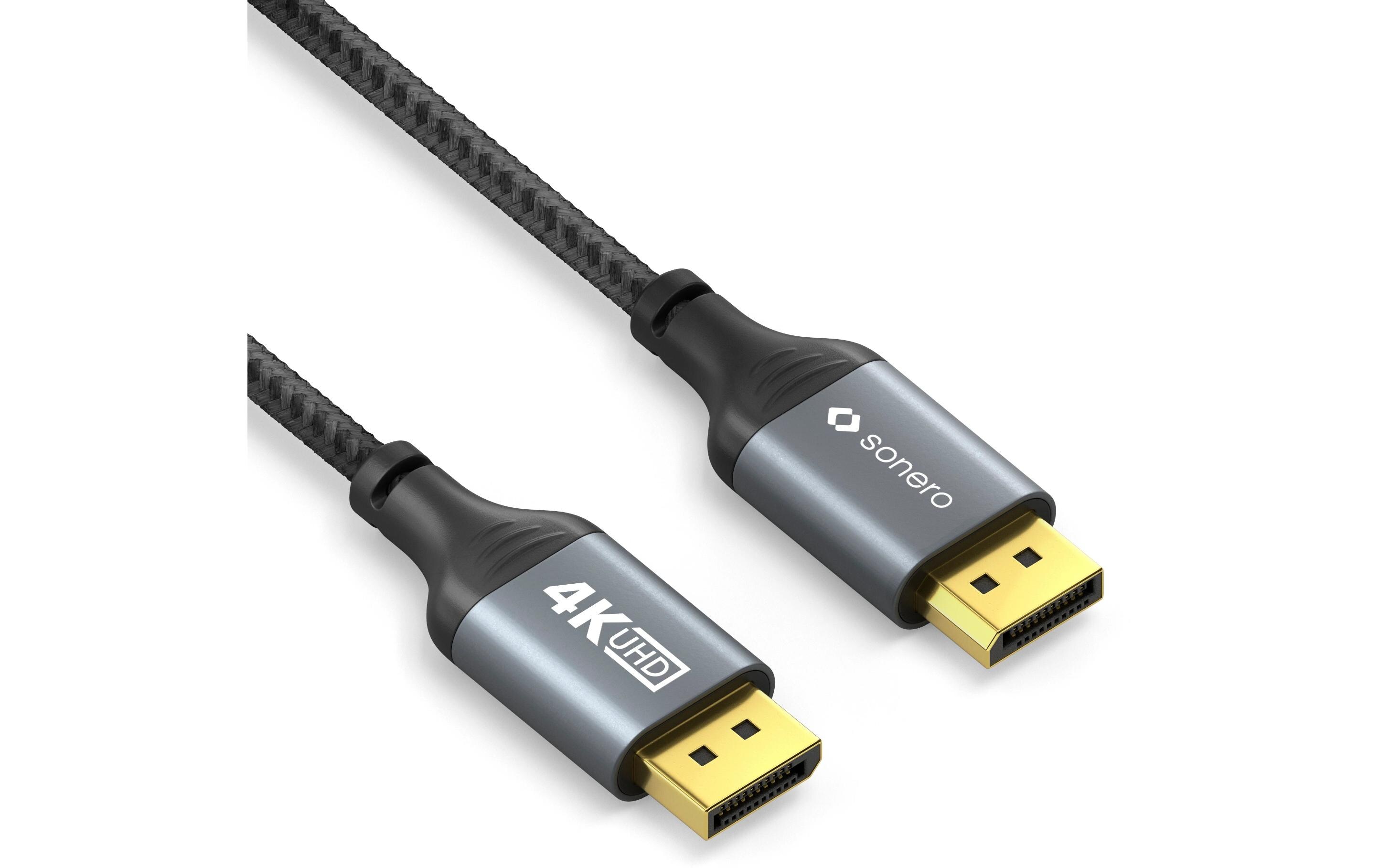 Kabel DisplayPort - DisplayPort, 3 mDisplayPort auf DisplayPort Kabel - 4K60 - grau/schwarz - 1.00m