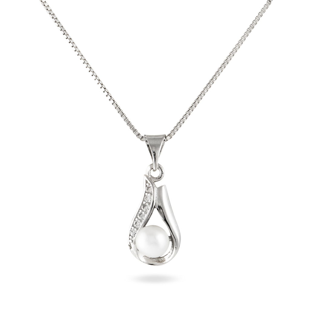 Collier Marie-magdeleine Argent Perle D'imitation Et Oxyde