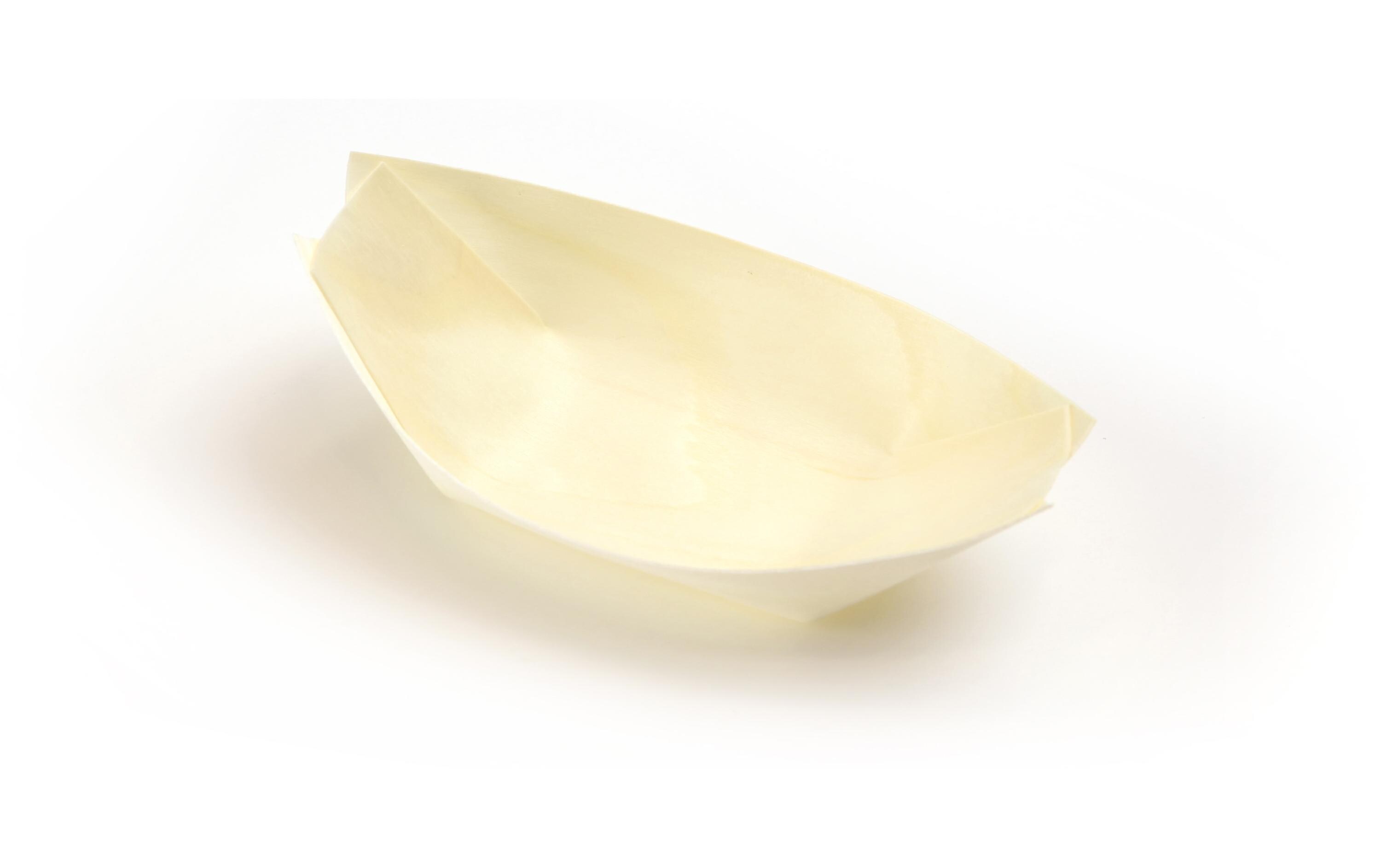 Fingerfood-Schale Holzboot 7 x 11 cm, 100 StückEinwegboot aus FSC Holz