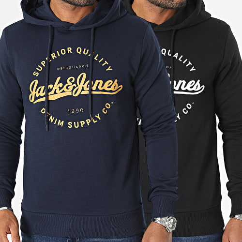 Lot De 2 Sweats Capuche Tanli Noir Bleu Marine