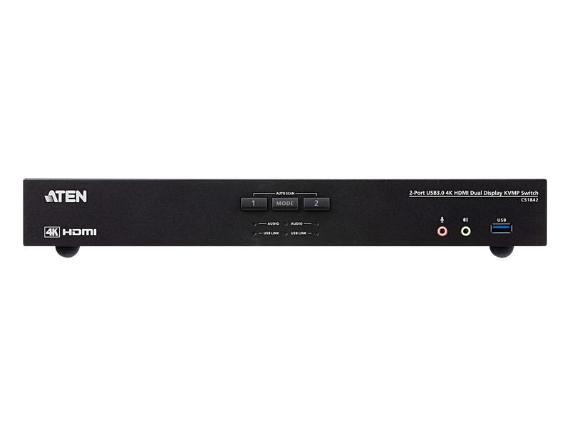 Aten KVM Switch CS1842 4K 60 Hz 2-Port USB 3.0 4K HDMI Dual Display KVMP Switch