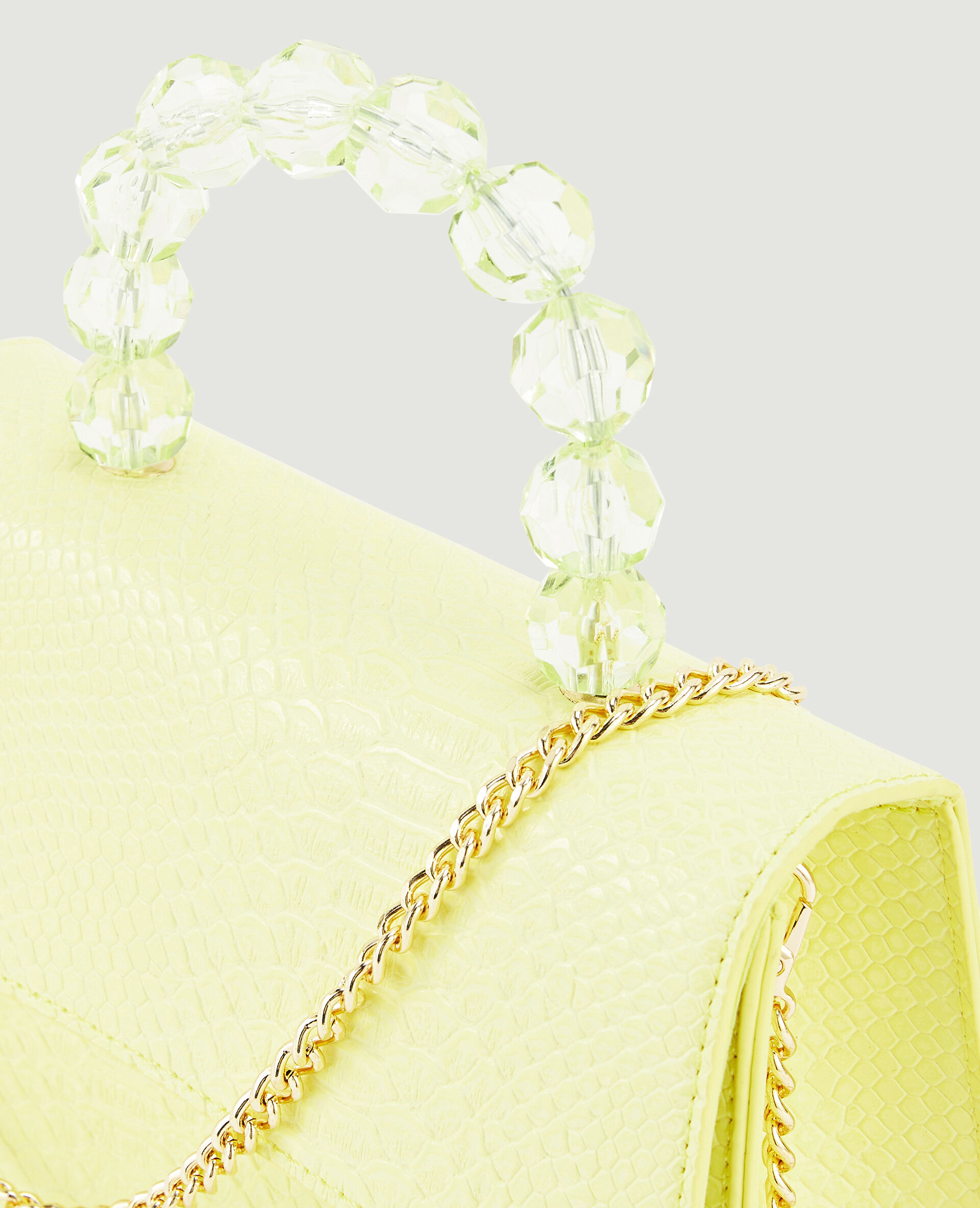 Sac boxy avec poignée perles - Jaune