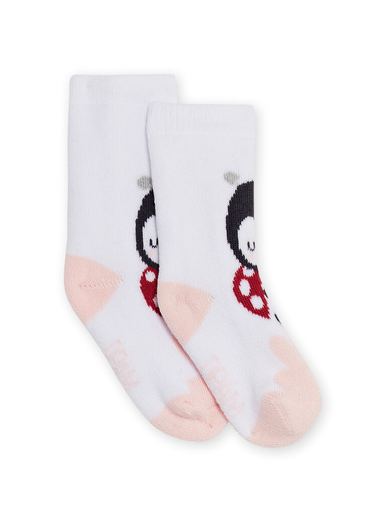 Chaussettes blanches motifs coccinelles naissance fille