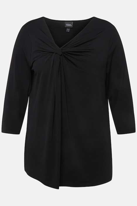 T-Shirt, drapiert, asymmetrischer V-Ausschnitt, Halbarm