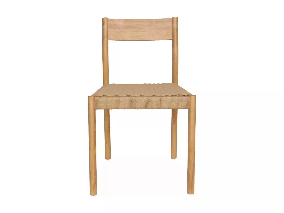 Lot de 2 chaises naturelles en bois et cordage. Ella. L 49.5 x P 53 x H 82cm