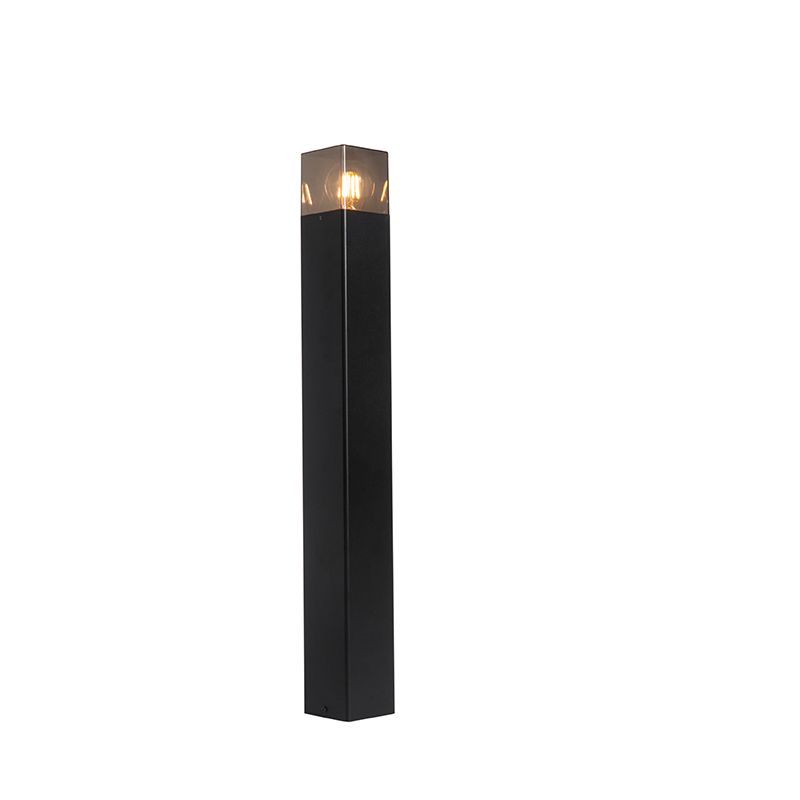 Staande buitenlamp zwart 70 cm IP44 met smoke glass - Denmark