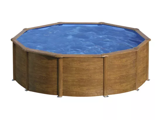 Piscine acier aspect bois Sicilia ronde 3,20 x 1,22 m - Gré