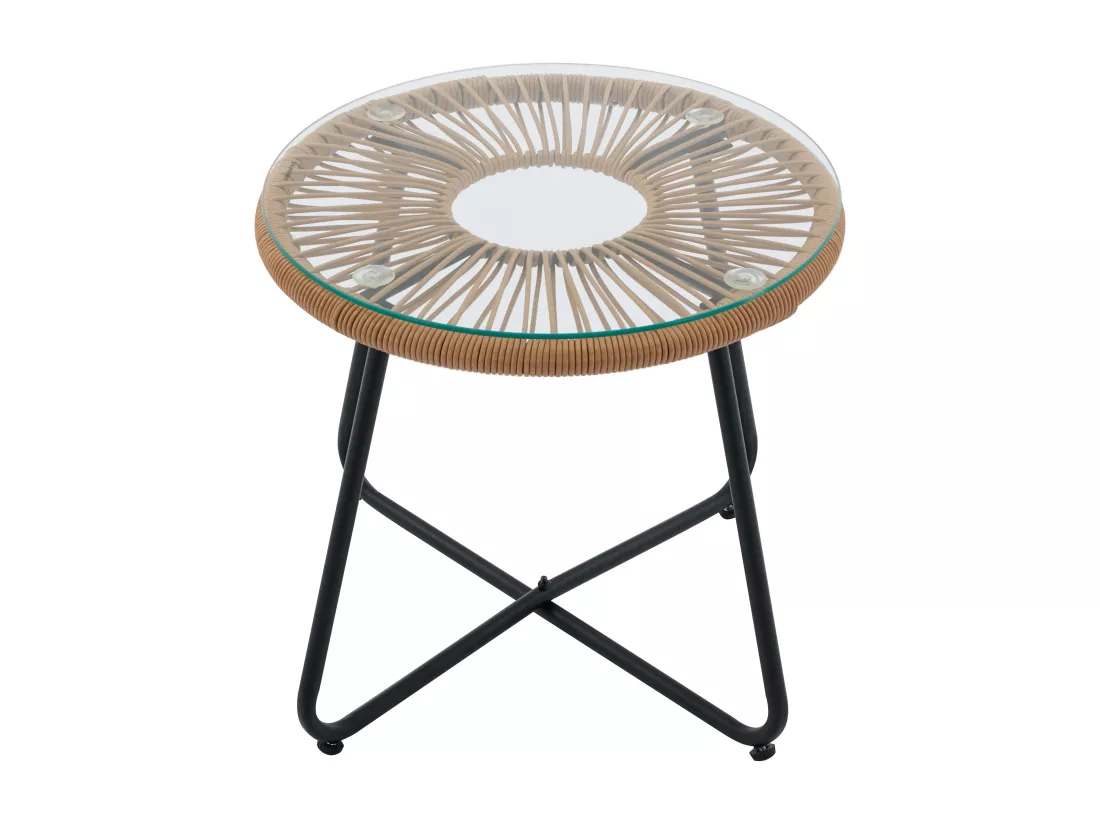 Salon de jardin en résine tressée : 2 fauteuils et une table basse - Naturel clair - PISALE de MYLIA