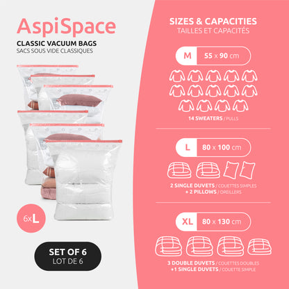 Lot de 6 sacs sous vide AspiSpace