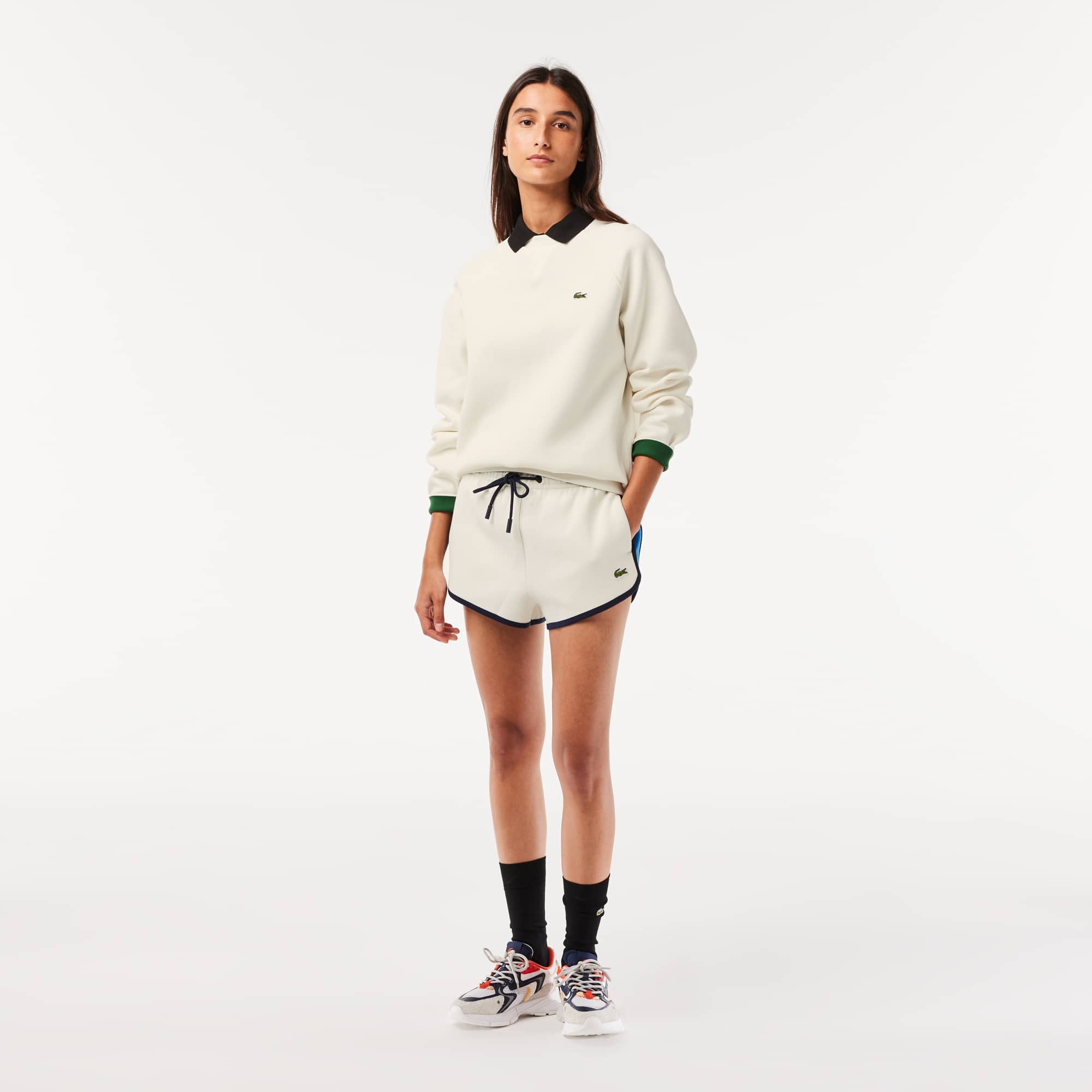 Sweatshirt Jogger à col rond double face piqué Sweatshirts - Blanc - Lacoste - Femme