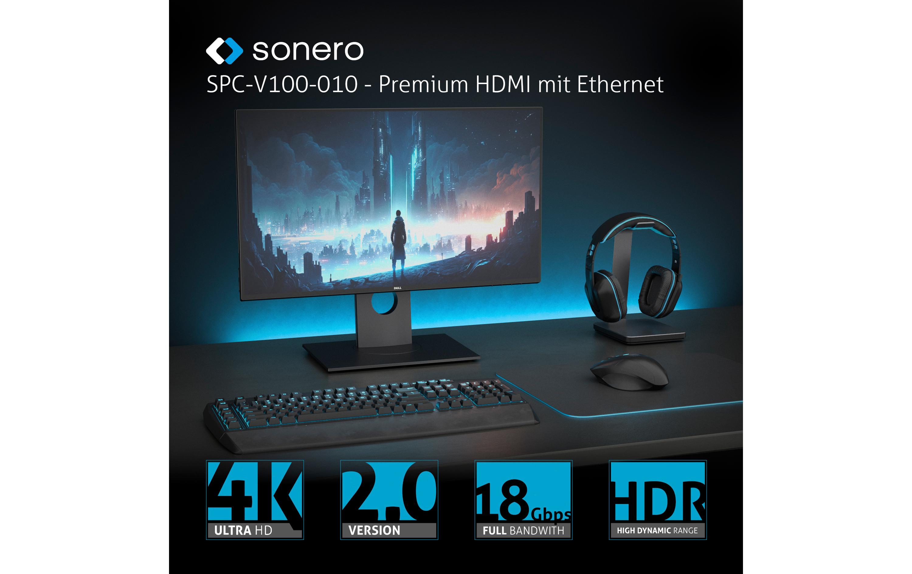 Kabel USB Type-C - HDMI, 2 mUSB-C auf HDMI Kabel - 4K60, 18 GBps – grau/schwarz - 1.00m