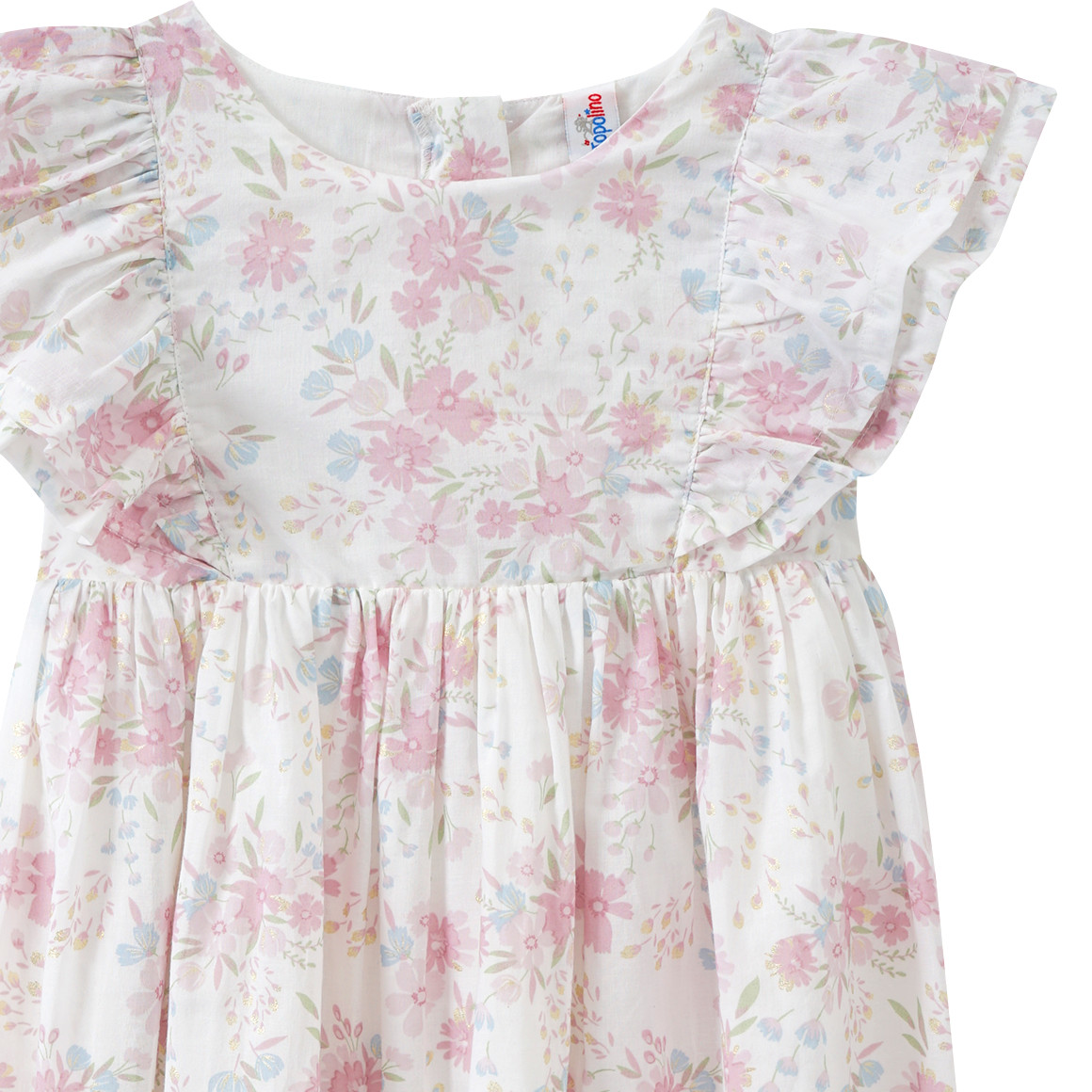 Topolino Mädchen Kleid mit Blumen allover weiss / rosa / gold