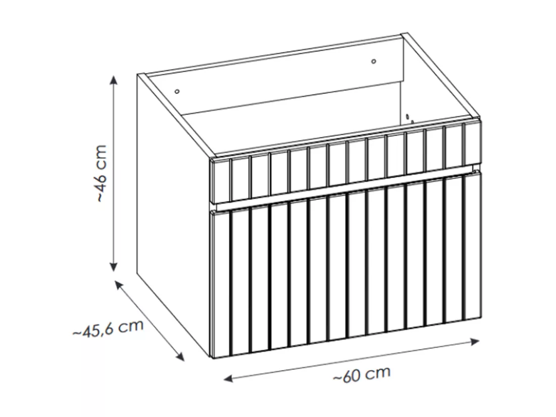Meuble de salle de bain suspendu strié rose avec vasque à encastrer - 60 cm - SATARA