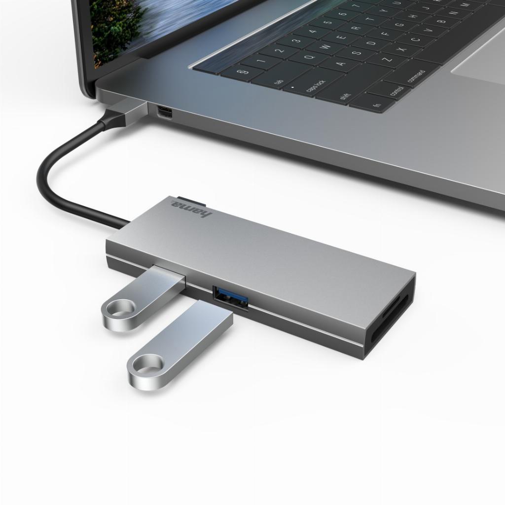 Hama 00200110 interface hub USB 3.2 Gen 1 (3.1 Gen 1) Type-C 5000 Mbit/s Grijs