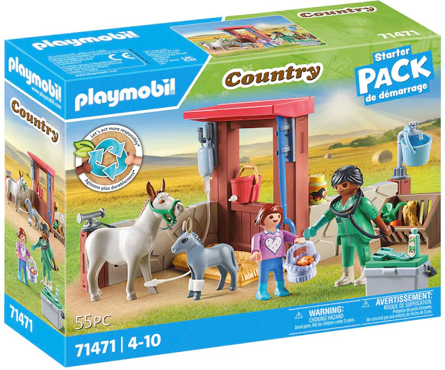 Playmobil® Konstruktions-Spielset »Tierarzteinsatz bei den Eseln (71471), Country« teilweise aus recyceltem Material; Made in Europe