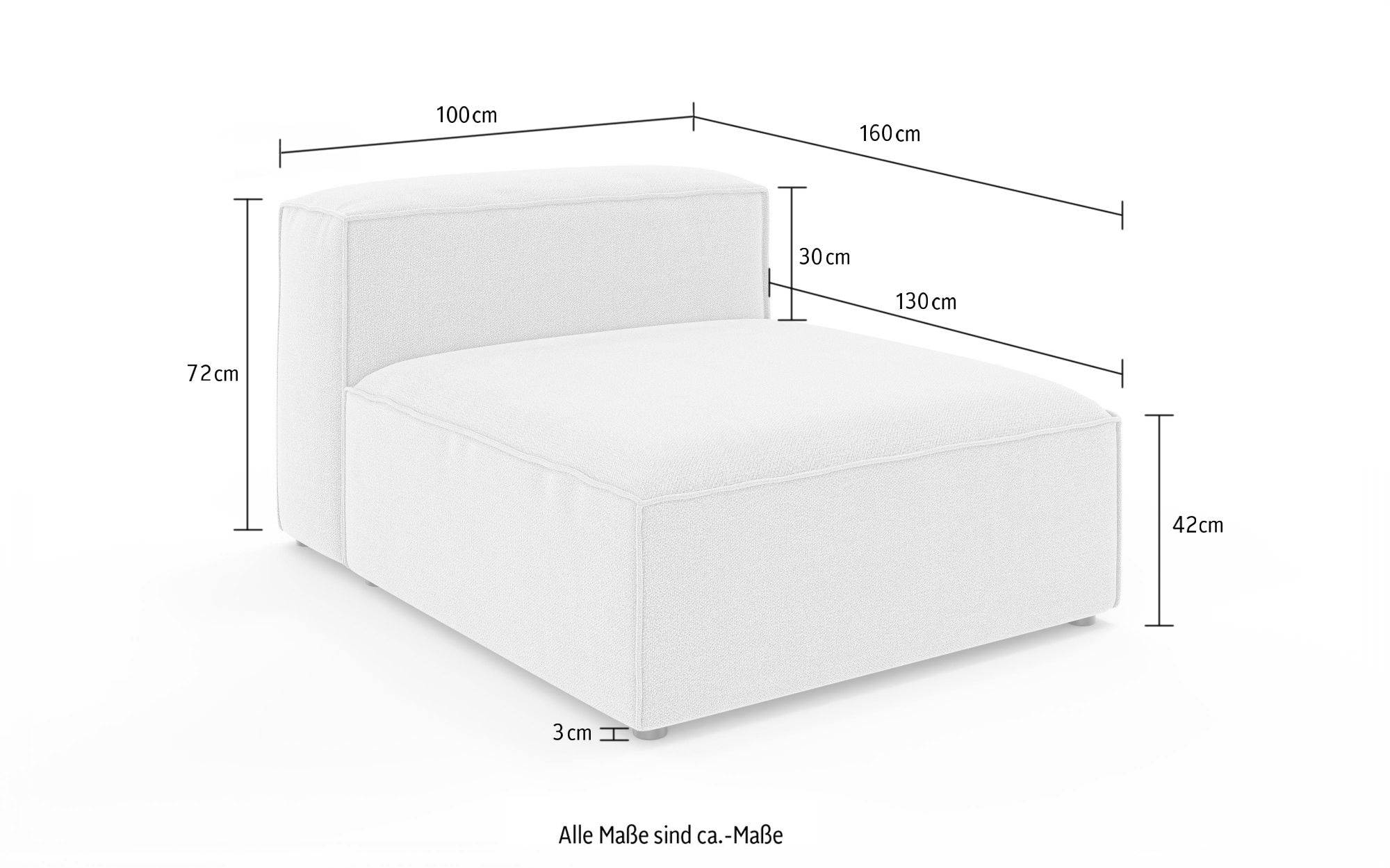 GOODproduct Chaiselongue »XL HAILY extra tief Loungemöbel zum Relaxen, Masse B/T/H: 100/160/72 cm« als Modul oder separat verwendbar, für individuelle Zusammenstellung