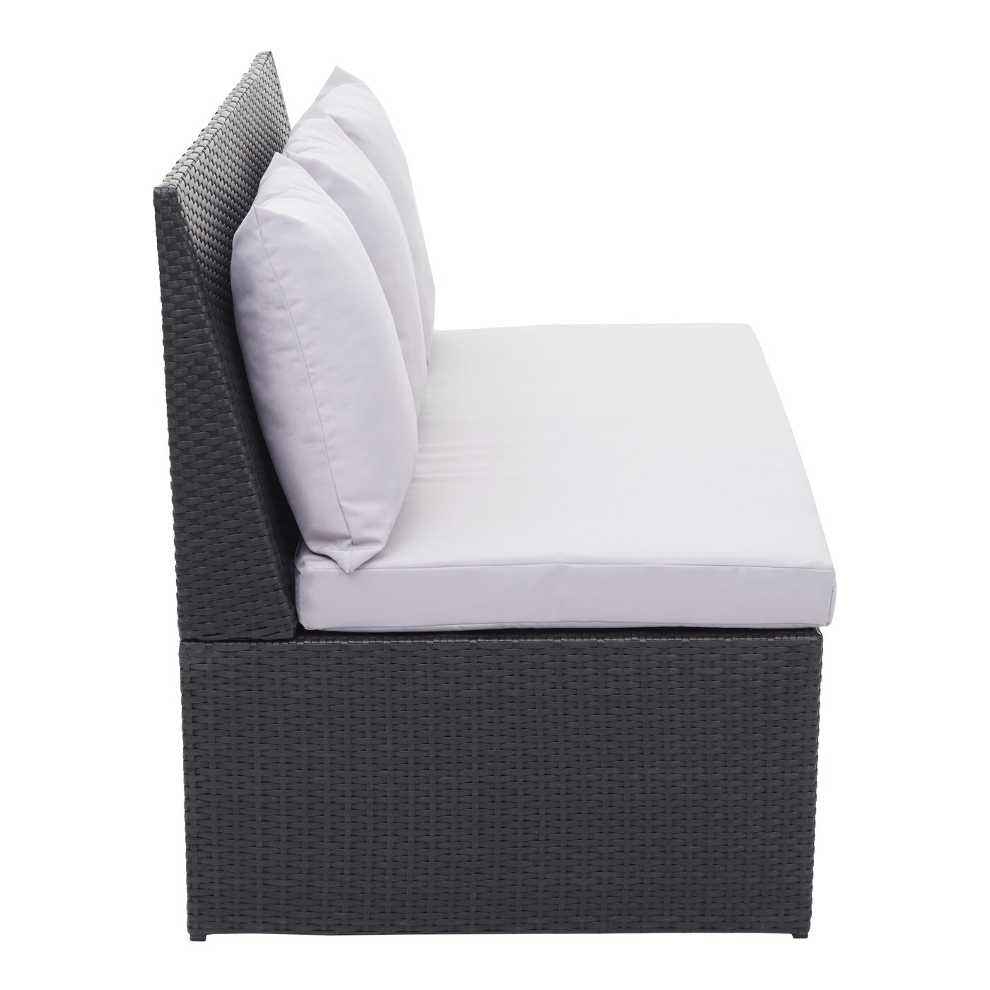 Poly-Rattan 2er Sofa MCW-G16, Lounge-Gartenbank Sitzbank Sessel, Gastronomie 120cm ~ schwarz, Kissen hellgrau