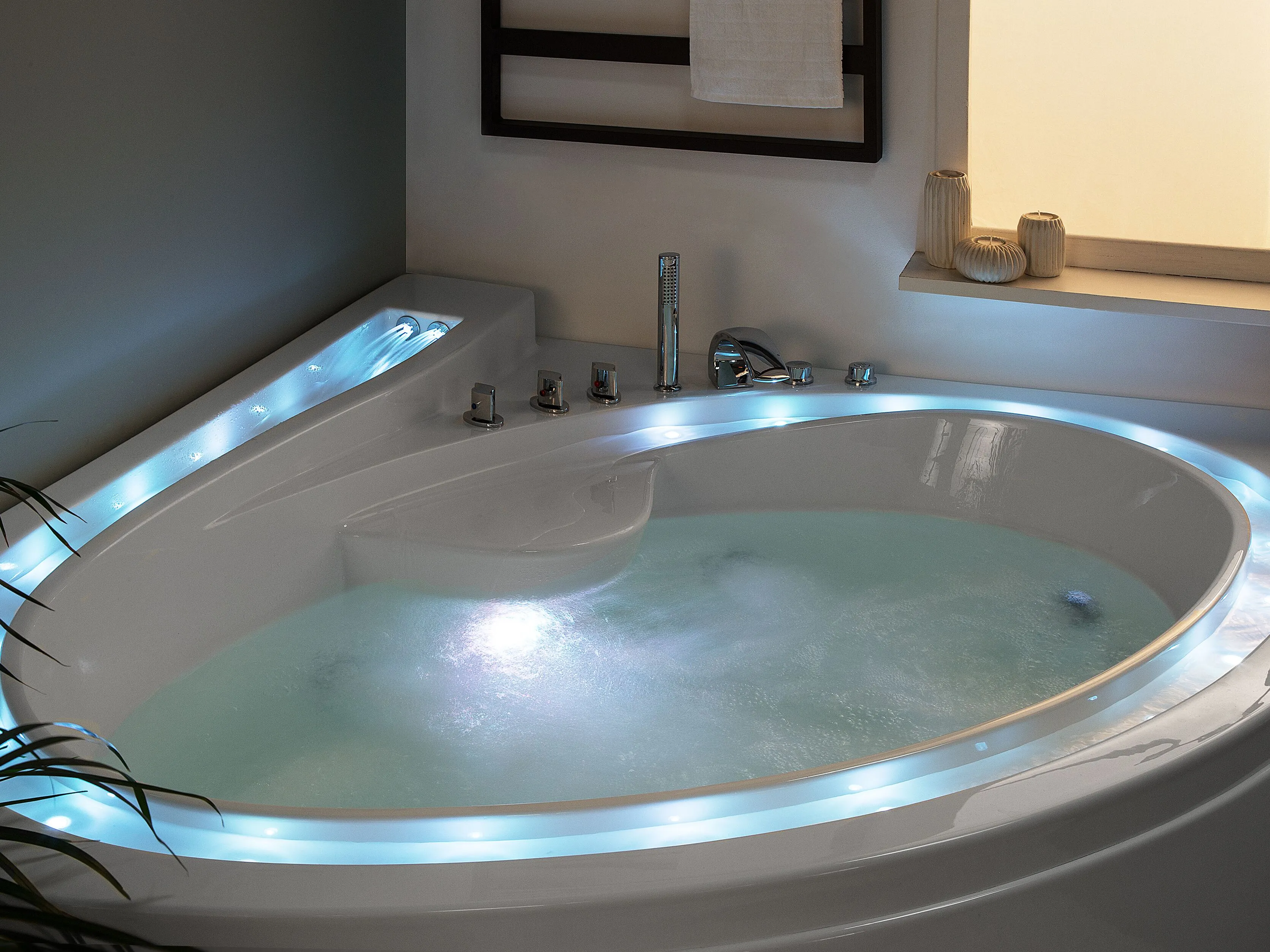 Hoek bubbelbad met LED PELICAN 206 x 165 cm Wit