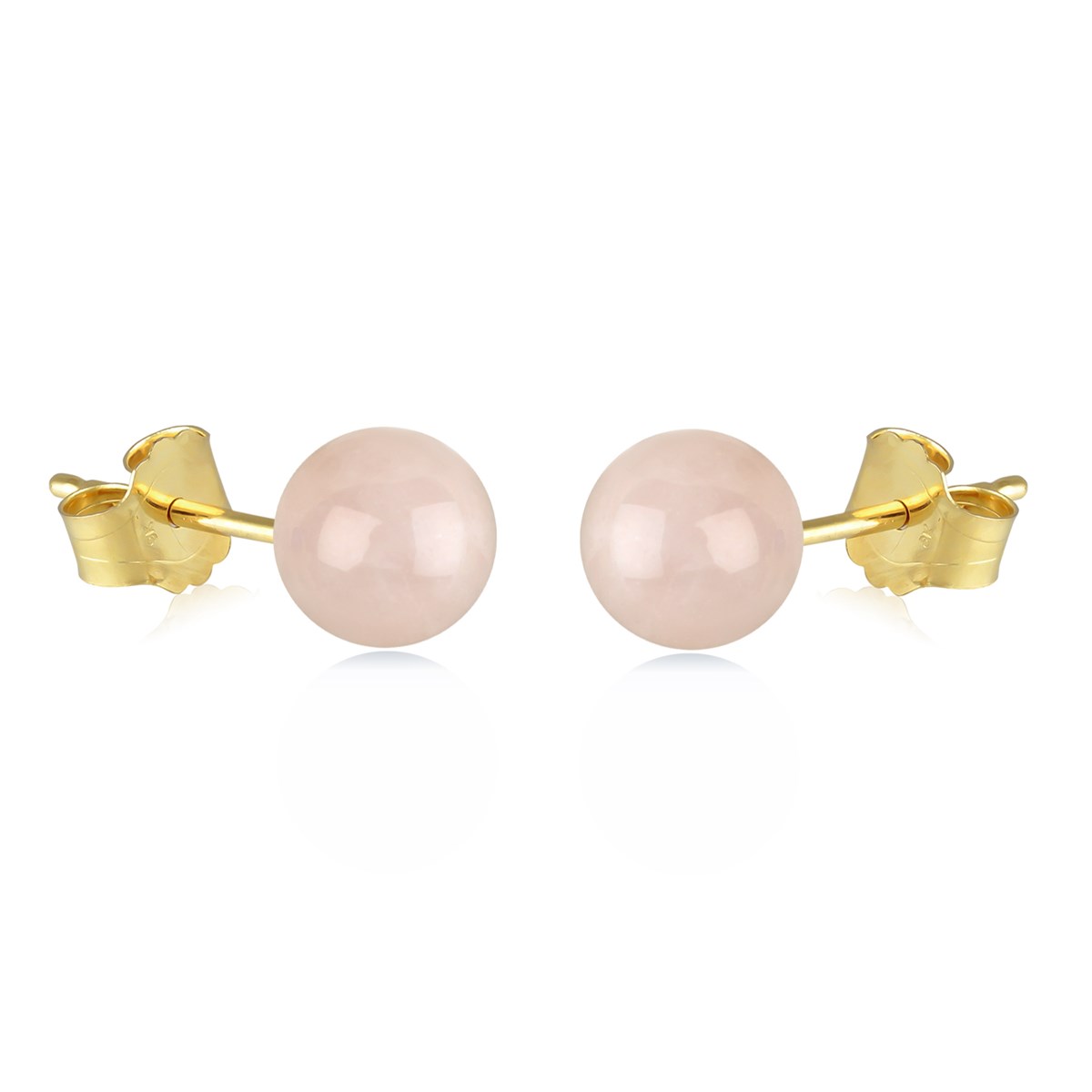 Boucles d'oreille plaqué or boule quartz rose 6MM