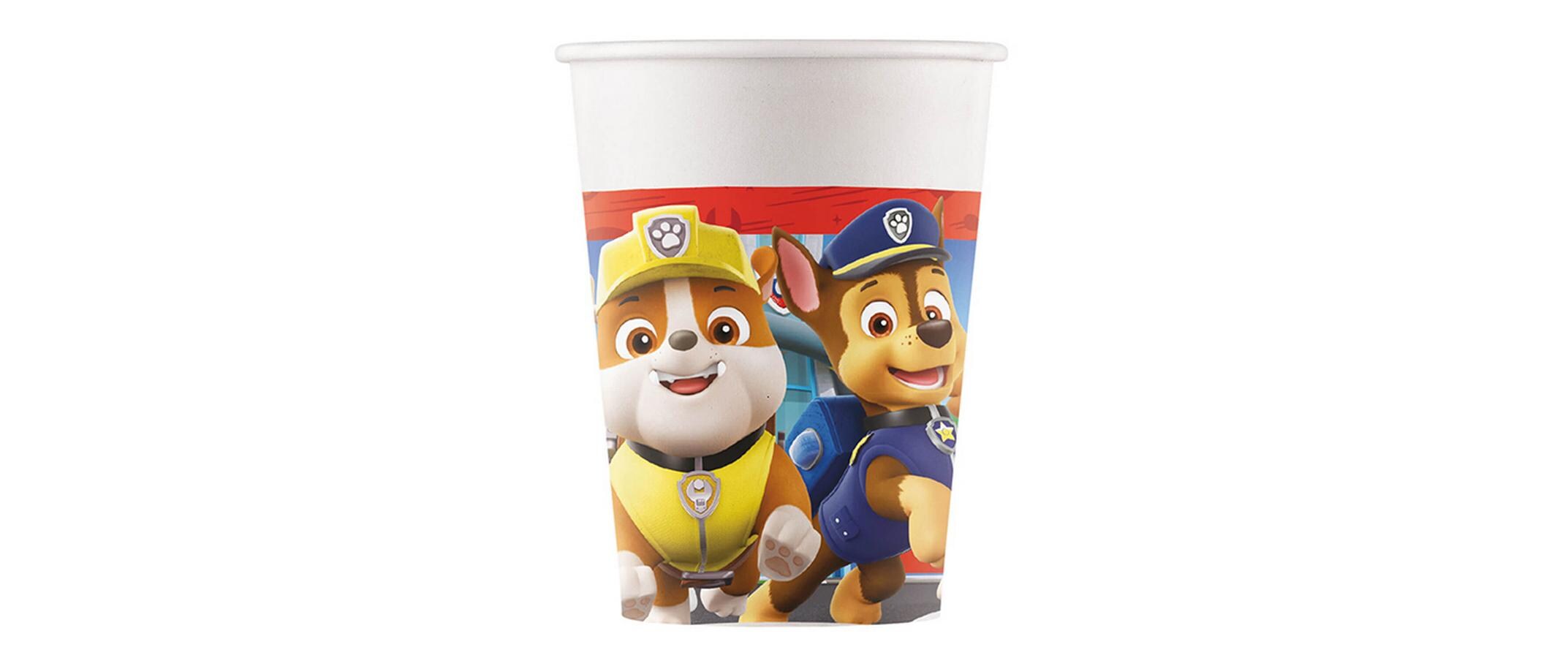 Einwegbecher Paw Patrol 250 ml 8 Stück, Blau/RotPappbecher für den nächsten Kindergeburtstag