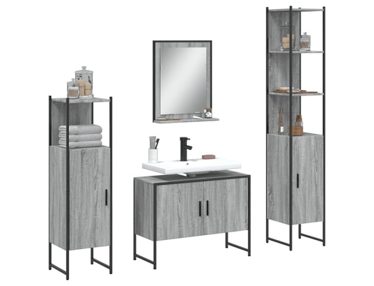 VIDAXL - Ensemble d'armoires de salle de bain 4 pcs sonoma gris