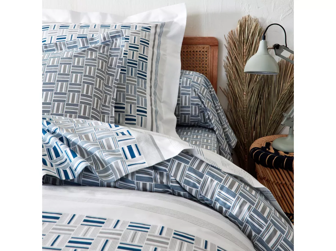 Housse de couette 240x220 cm coton DIEGO bleu baltique