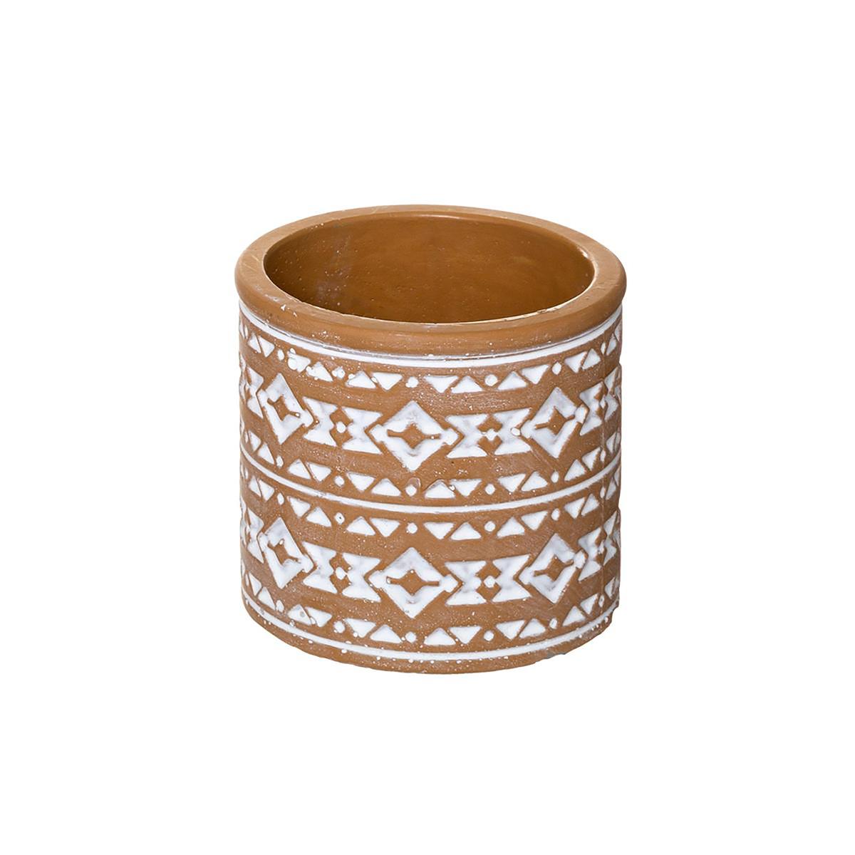 POT CIMENT HACIENDA TERRACOTTA OU BLEU D.8X7.5CM