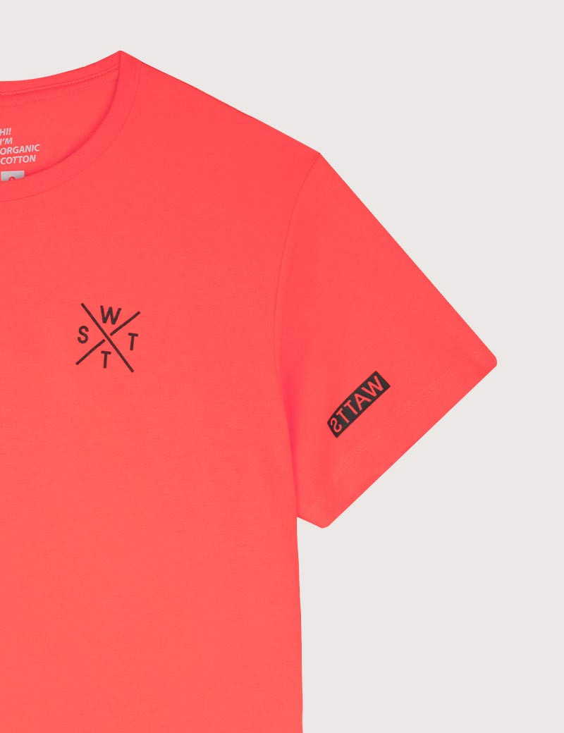 WATTS T-SHIRT MANCHES COURTES LOGO CŒUR FLUO CORAIL