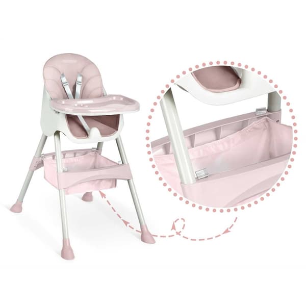 Rosa spisestuestol med bord for babyer - Milo