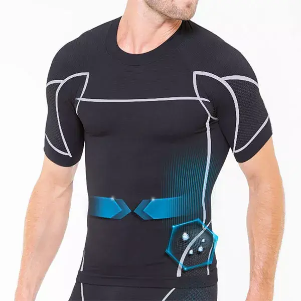Camiseta de compressão para corrida Cellutex masculina, cinza e preta, tamanho P/M