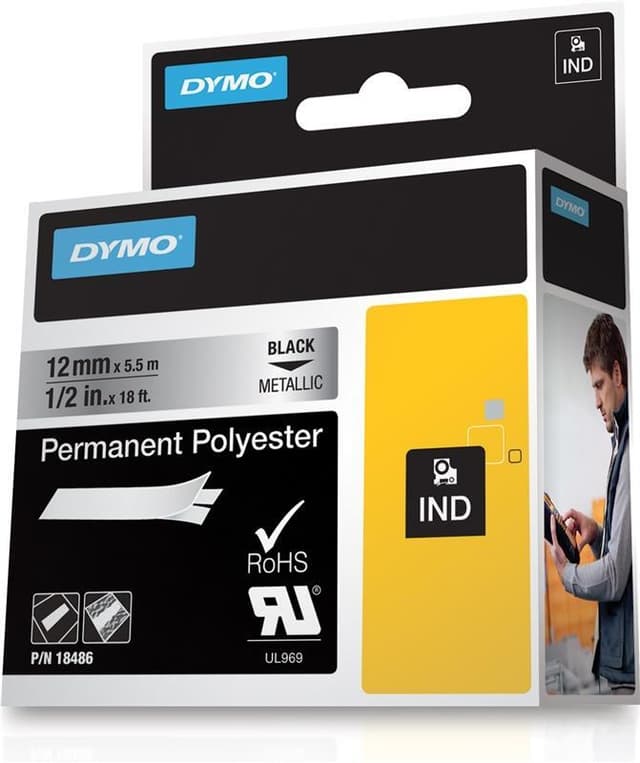 DYMO RhinoPRO tape permanent polyester metalic 12mm